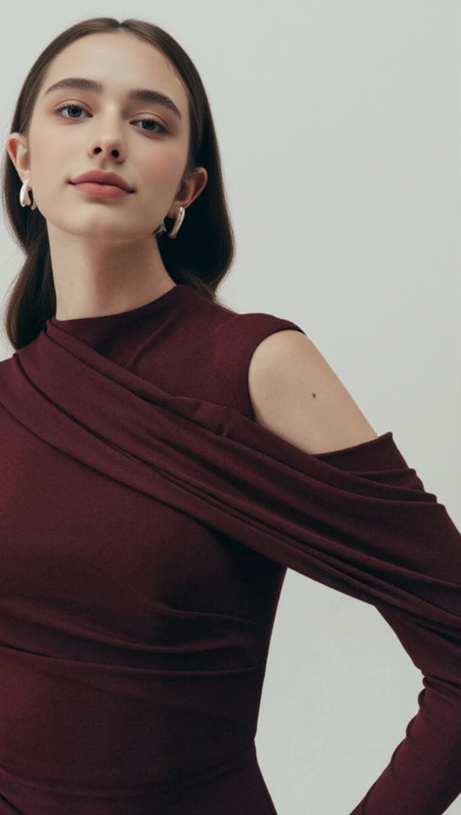 ECLIPSE DRAPED MAXI DRESS IN BLACKBERRY