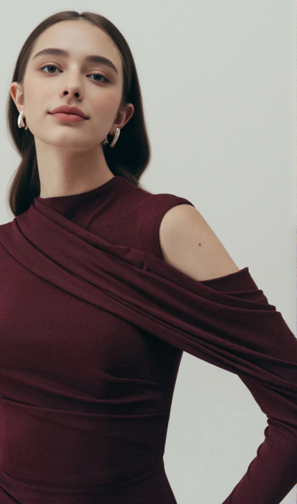 ECLIPSE DRAPED MAXI DRESS IN BLACKBERRY