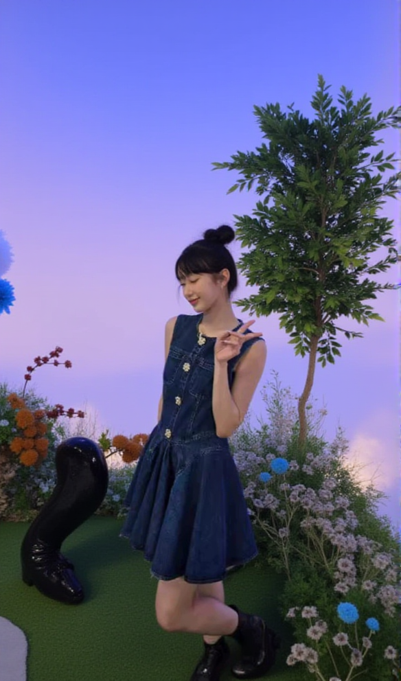 AIIZIE DENIM SKATER MINI DRESS - product image