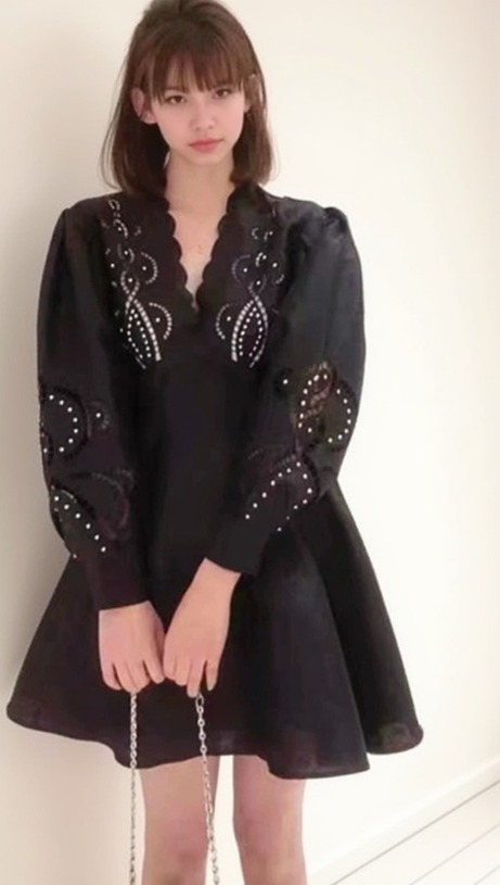 ALBERTA CUT OUT FLARED MINI DRESS IN BLACK