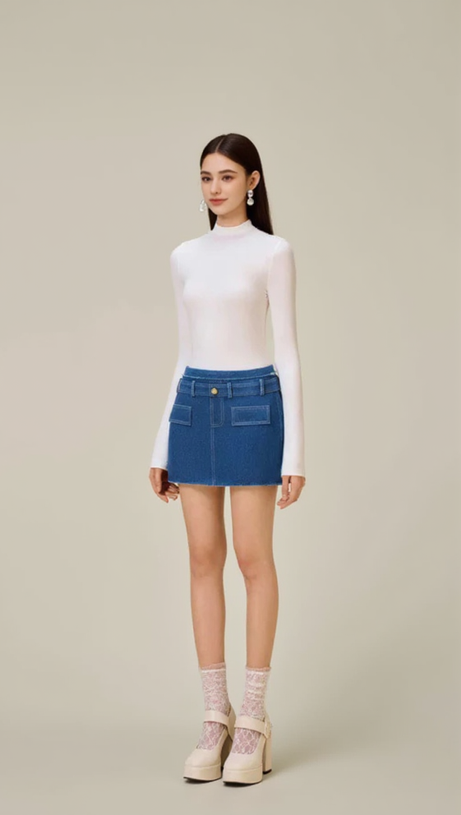CATHY TWEED MINI SKIRT IN BLUE