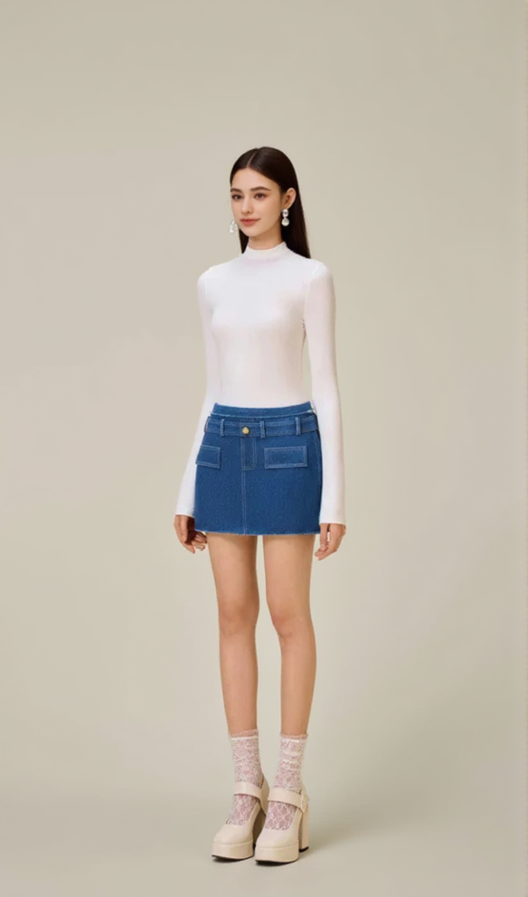 CATHY TWEED MINI SKIRT IN BLUE