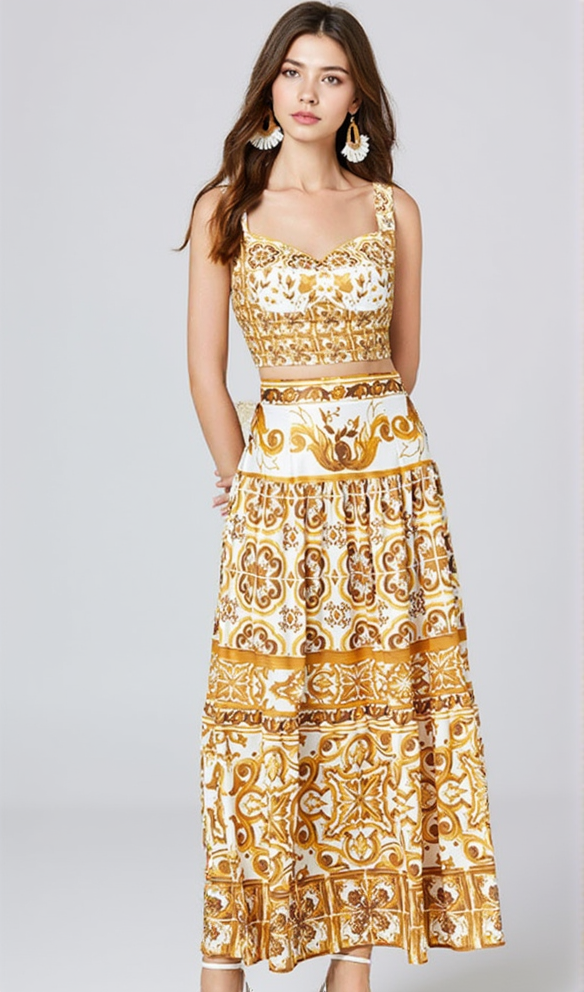AIIZIE LORRAINE PRINT COTTON POPLIN RUFFLES MAXI DRESS - product image