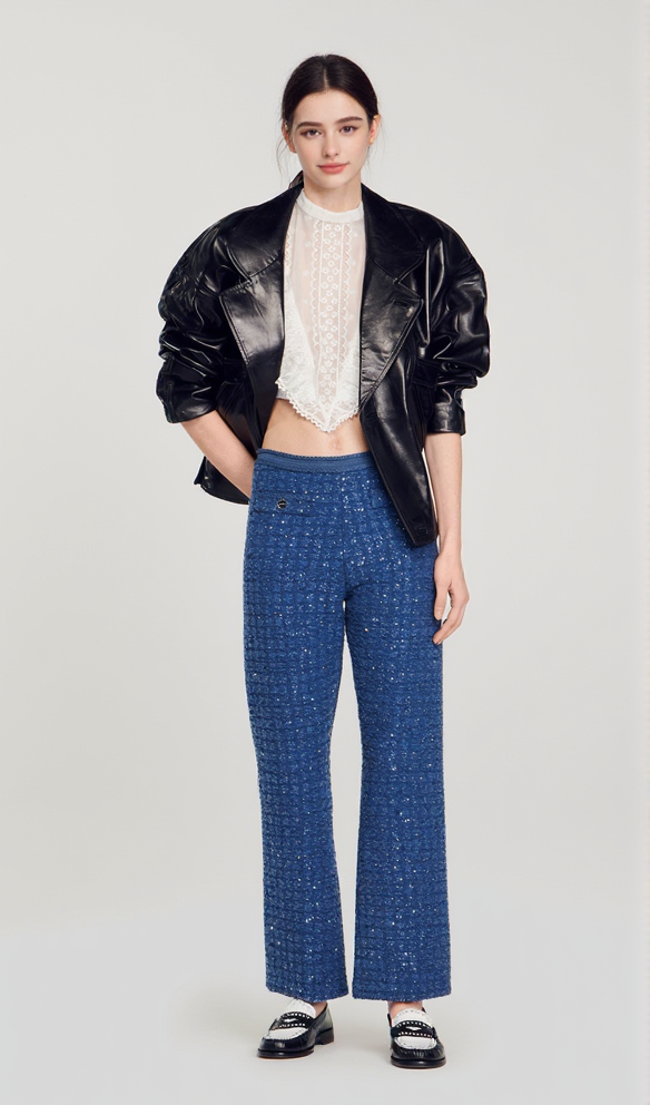 PALMIRA TWEED TROUSERS IN BLUE