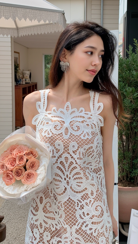 ODELETTE WHITE GUIPURE LACE MINI DRESS