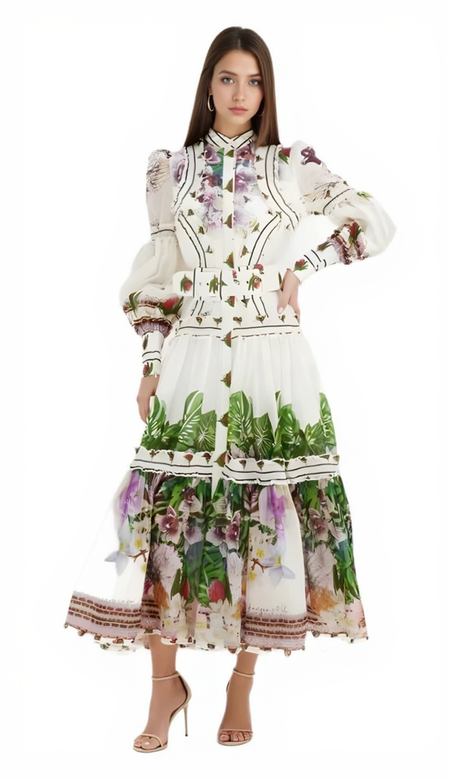 CORNELIA MEHRFARBIGES MAXIKLEID MIT BLUMENMUSTER