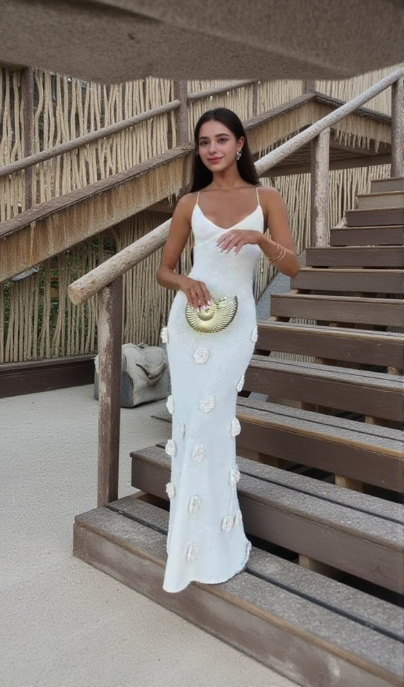 AIIZIE GIORGIO GRAY FLOWER KNITTED MAXI DRESS - product image