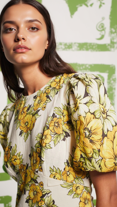 ALYSSA FLORAL PRINT MIDI DRESS IN YELLOW