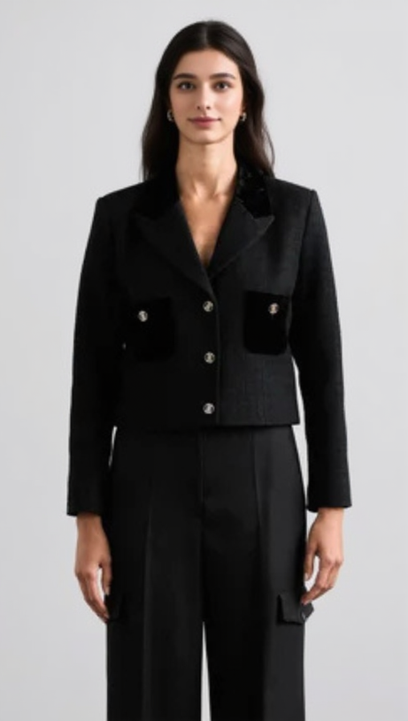 VIC CROPPED BLAZER IN BLACK