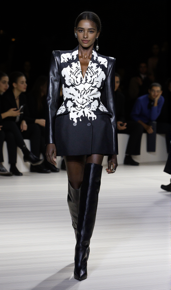 Damask Dripping Blazer Minikleid in Schwarz