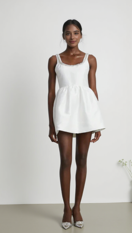 DOROTHY WEISSES TAFT-MINIKLEID MIT DIAMANTEN