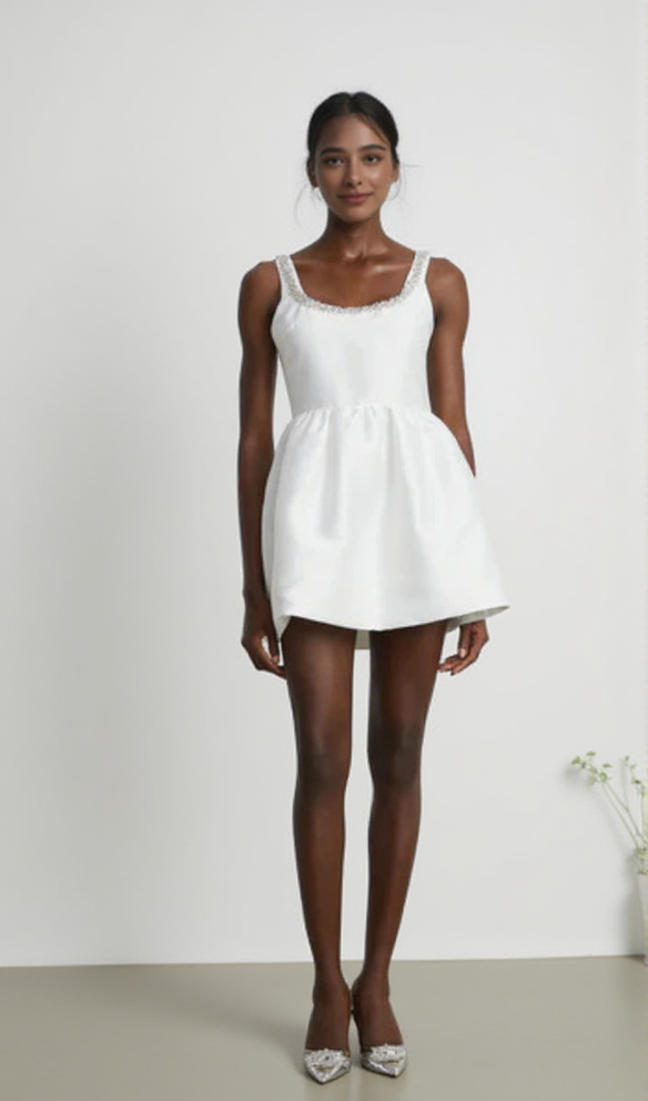 DOROTHY WEISSES TAFT-MINIKLEID MIT DIAMANTEN