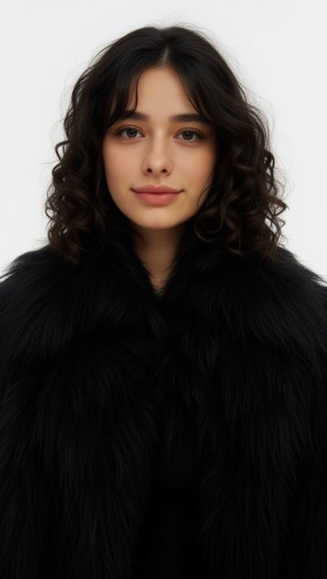 SHORT BLACK FUR COAT