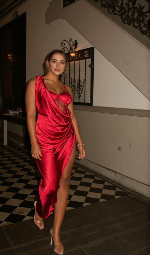 AIIZIE RED ANASTACIA DRAPE MAXI DRESS - product image
