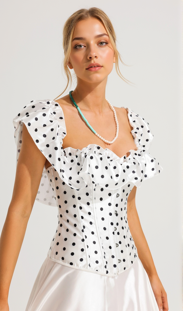 SUZANNE GRAUES POLKA DOT OFF-SHOULDER-KORSETT