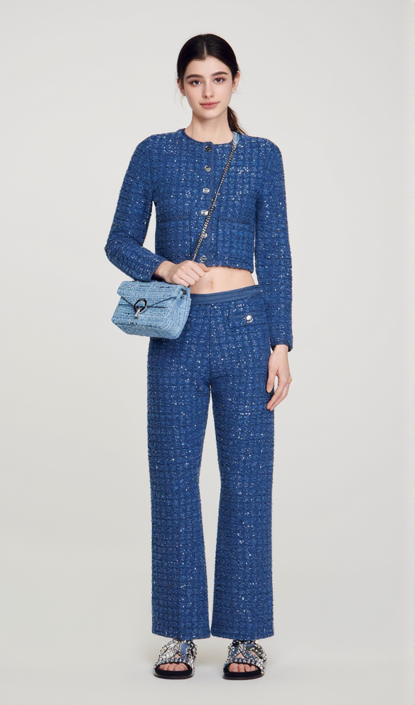 AIIZIE PALM CROPPED BLAZER IN BLUE - product image