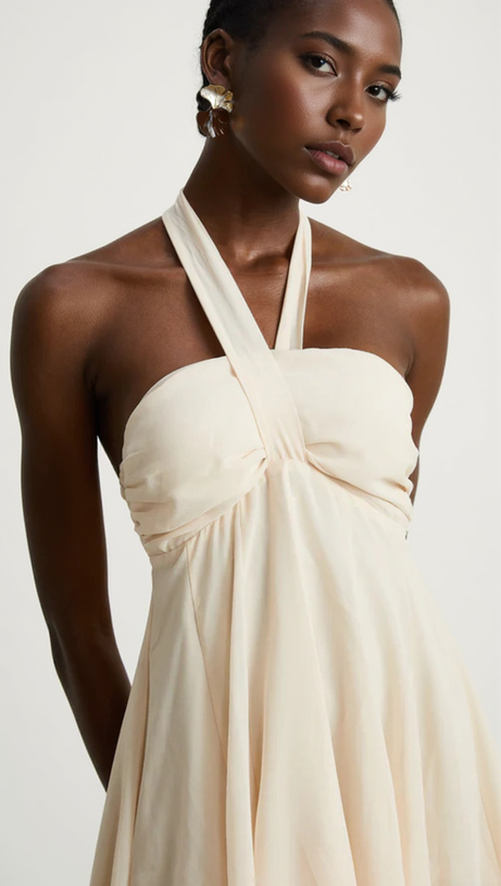 BACKLESS BANDAGE MINI DRESS IN NEUTRALS