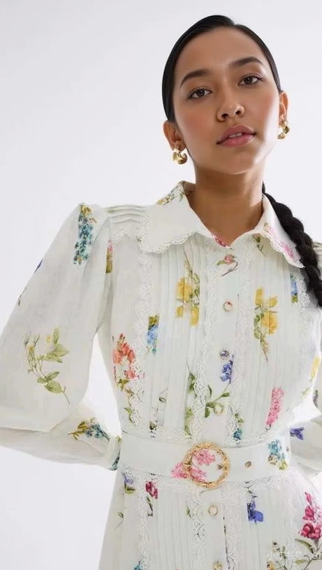 MURIEL LONG CUFFED SLEEVES FLORAL MAXI DRESS