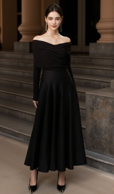 Maglione elasticizzato nero
