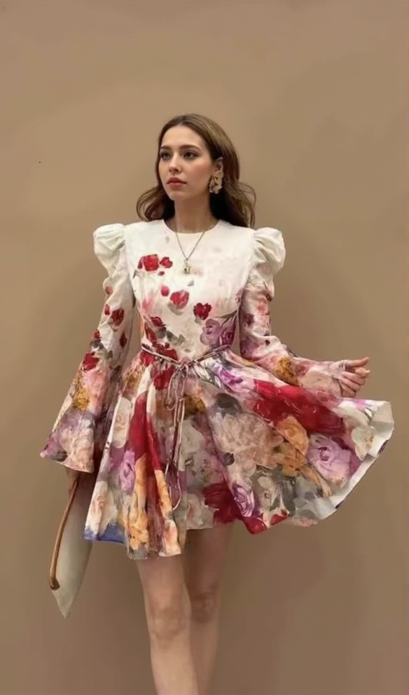 AIIZIE MADELINE MULTICOLOUR FLORAL-PRINT MINI DRESS - product image