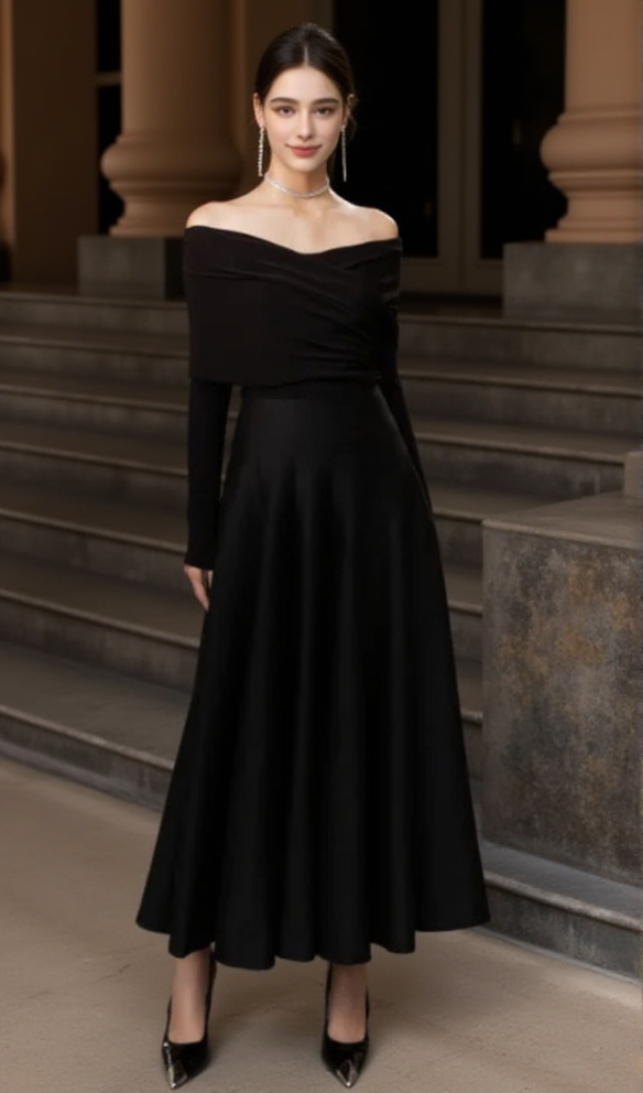 Schwarzer Vintage-Rock mit hoher Taille