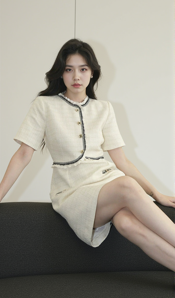 POLLY APRICOT MINIKLEID MIT RÜSCHENBESATZ UND KRAGEN