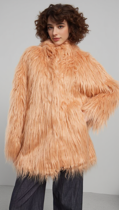 NUDE PINK FUR COAT