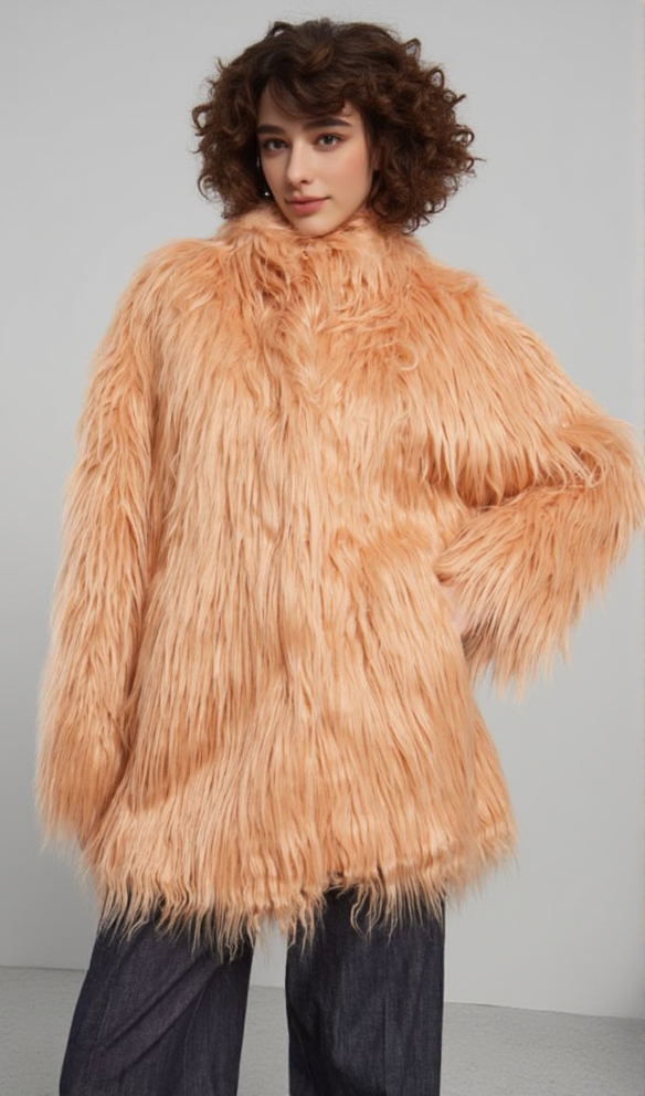 AIIZIE NUDE PINK FUR COAT - product image