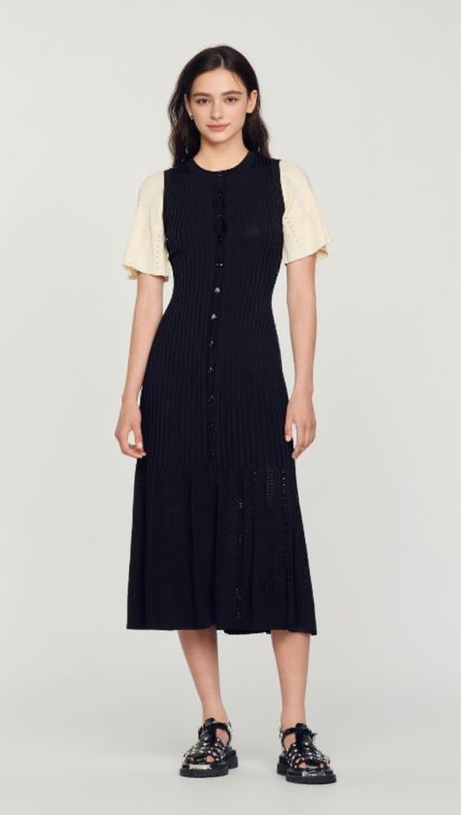 BEULAH KNIT MIDI DRESS IN BLACK