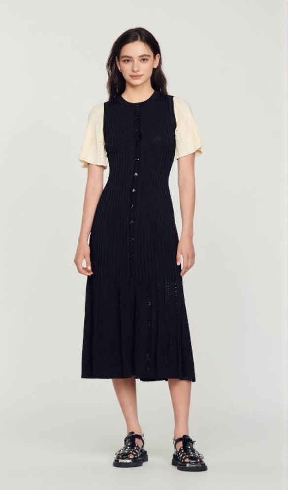 AIIZIE BEULAH KNIT MIDI DRESS IN BLACK - product image
