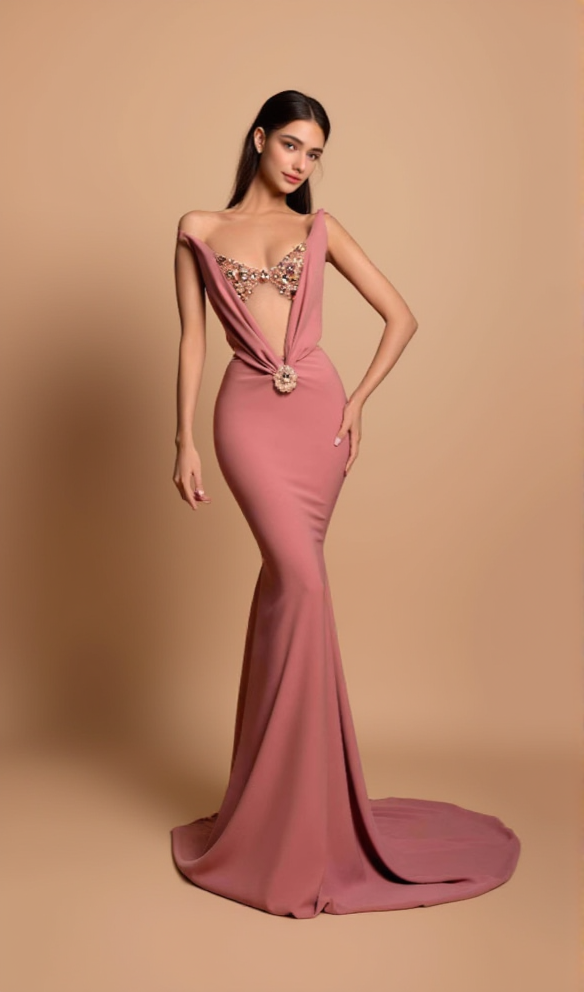 OFF-SHOULDER CRYSTAL EMBELLISHED BODYCON MAXI DRESS IN ICEBERRY PINK