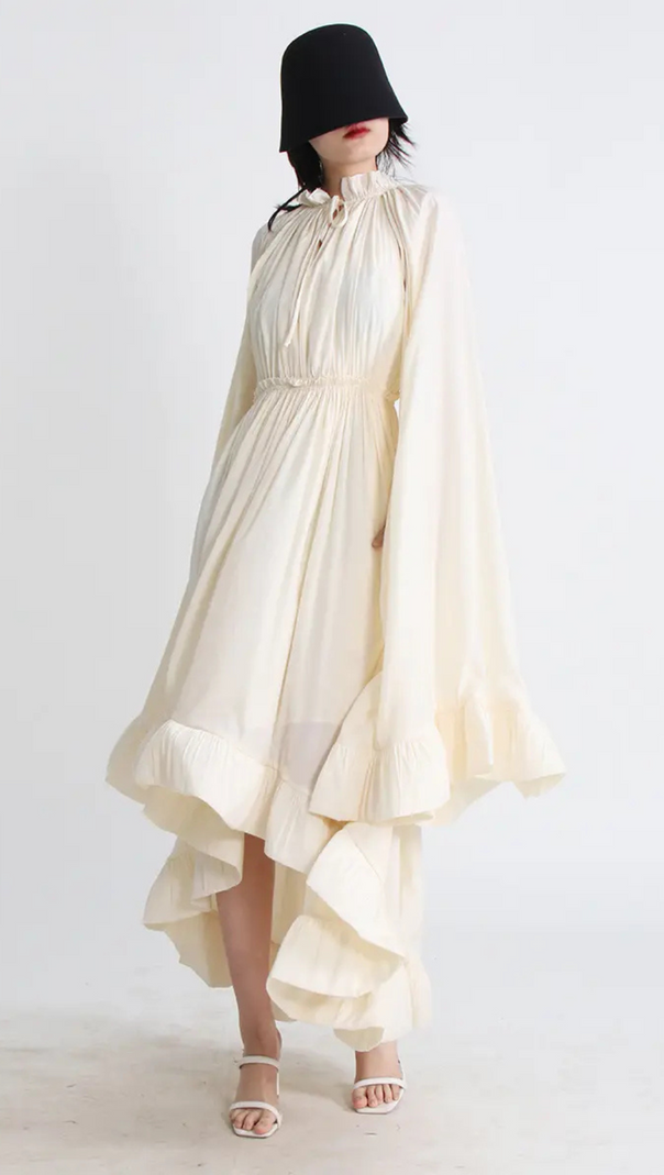 AIIZIE RUFFLE TRIM MAXI DRESS IN WHITE - product image