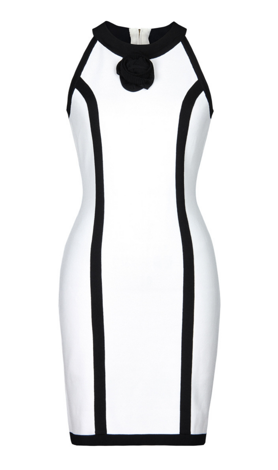 Flower Knitted Mini Dress In White