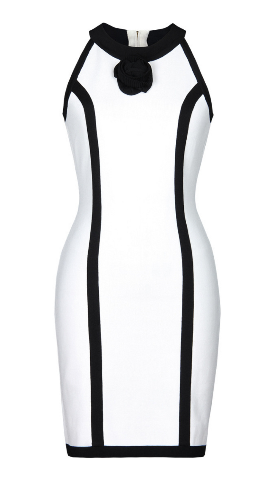 FLOWER KNITTED MINI DRESS IN WHITE