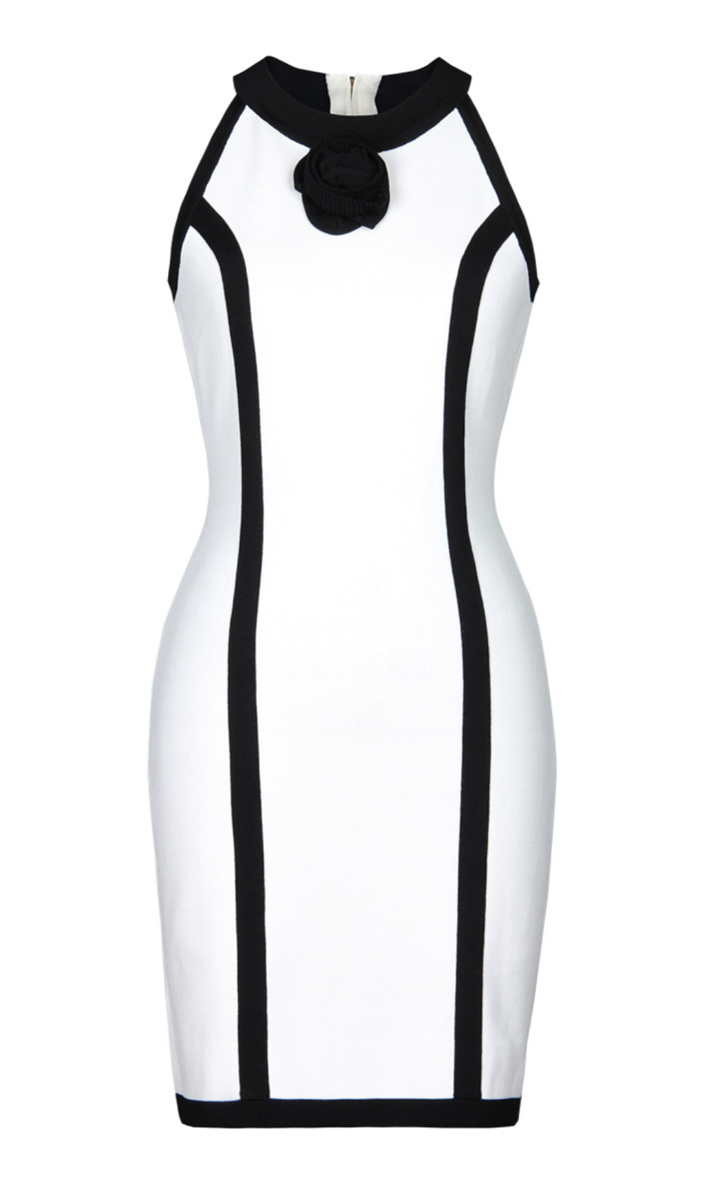 FLOWER KNITTED MINI DRESS IN WHITE