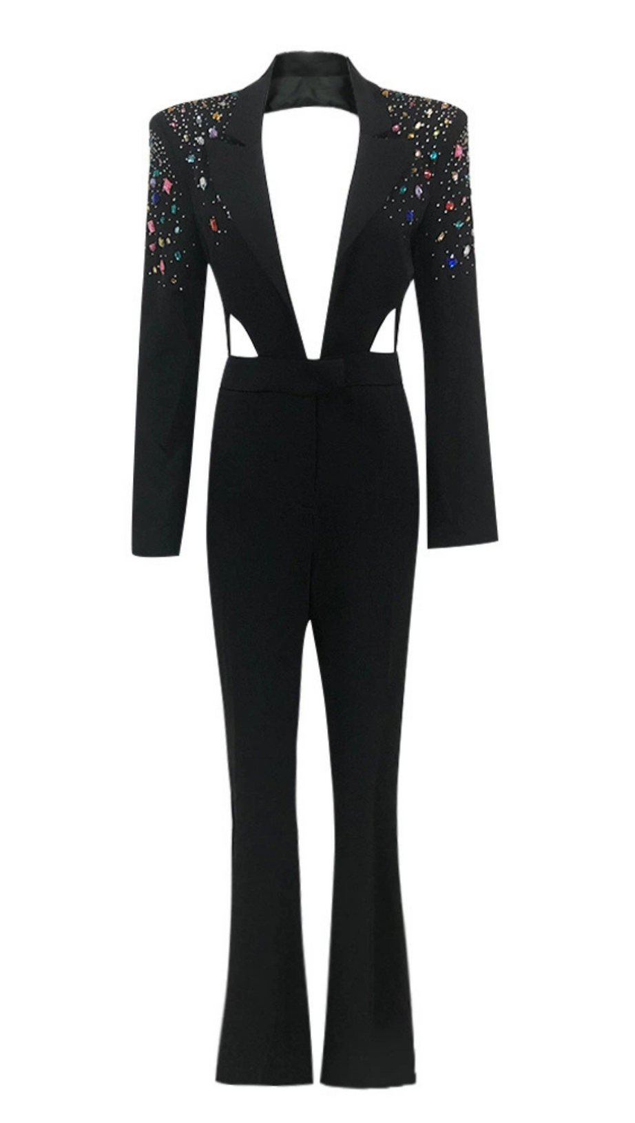 TUTA BLAZER CON RICAMI NERI