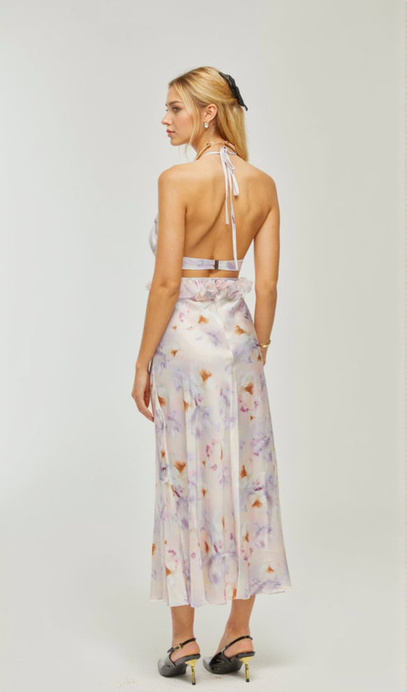 AIIZIE AGATHE DEEP V-NECK FLORAL-PRINT MIDI DRESS - product image