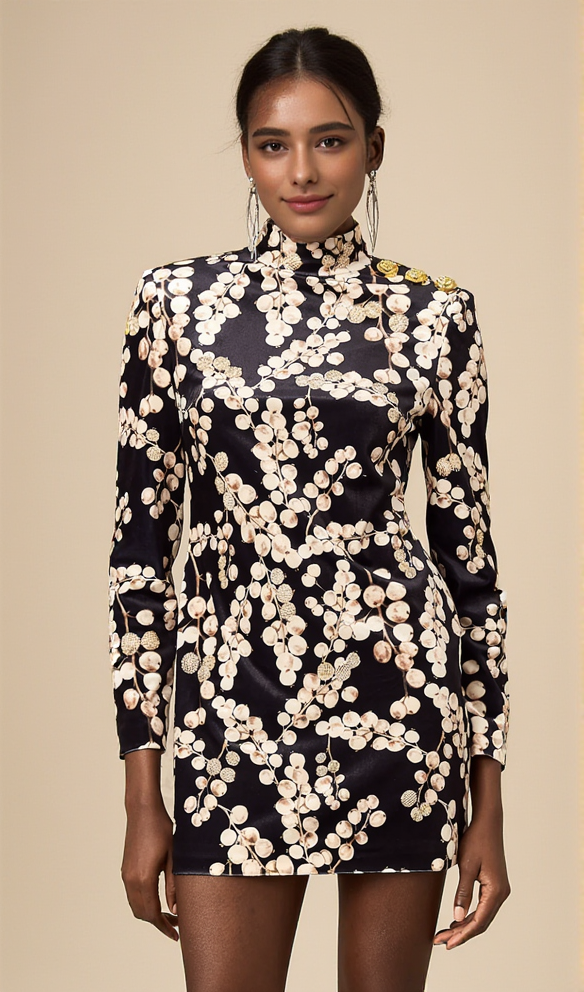 AIIZIE CHAHA REDCURRANT PRINT VELVET MINI DRESS - product image