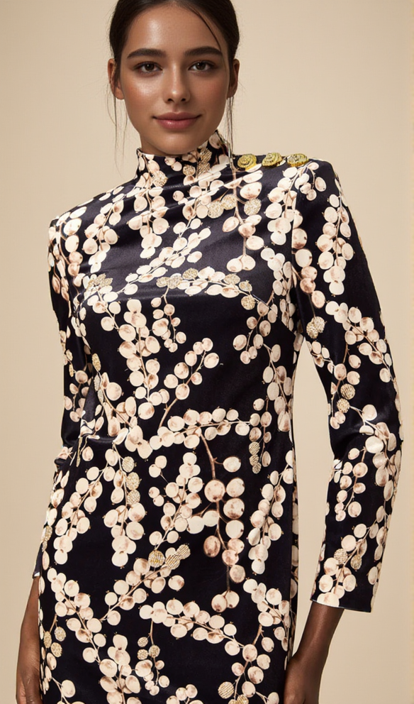 AIIZIE CHAHA REDCURRANT PRINT VELVET MINI DRESS - product image
