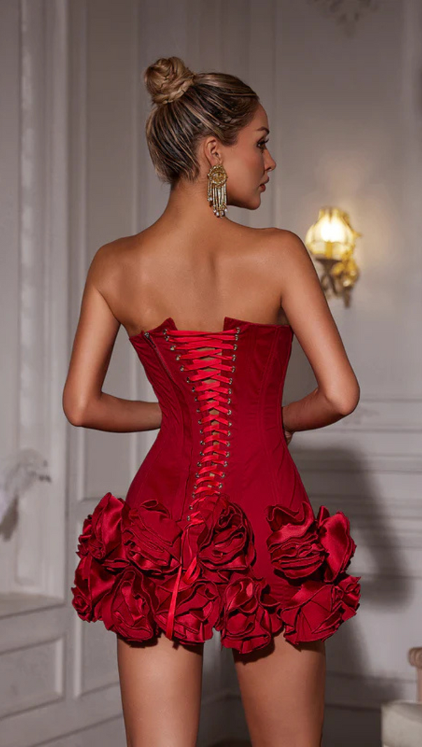 AIIZIE CLEGG RED CORSET FLOWER TWO-PIECE SET - product image