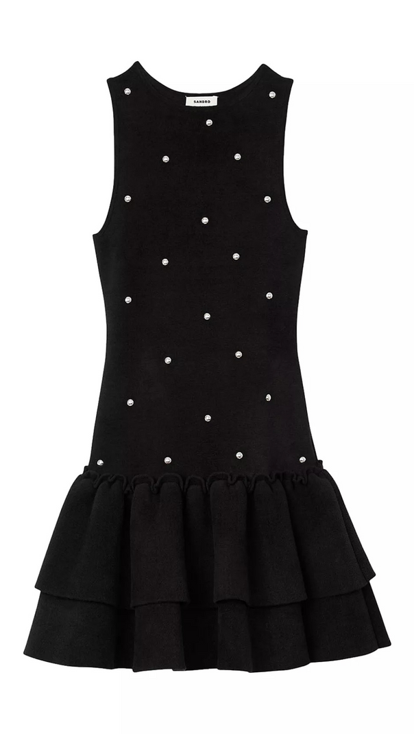 AIIZIE EMMA EMBELLISHED VELVET KNIT DRESS - product image