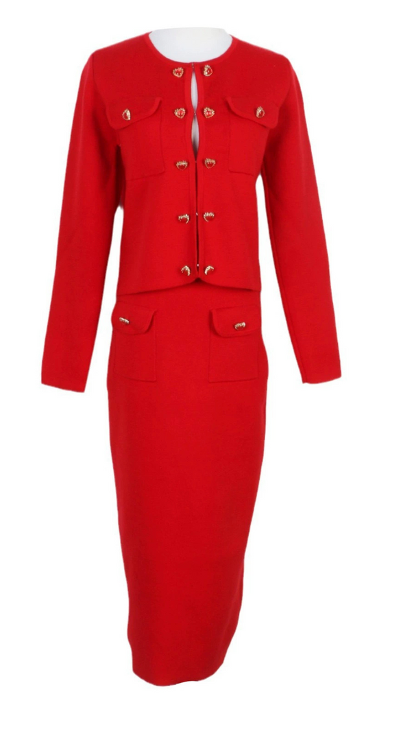 AIIZIE RED KNIT HEART BUTTONED CARDIGAN - product image