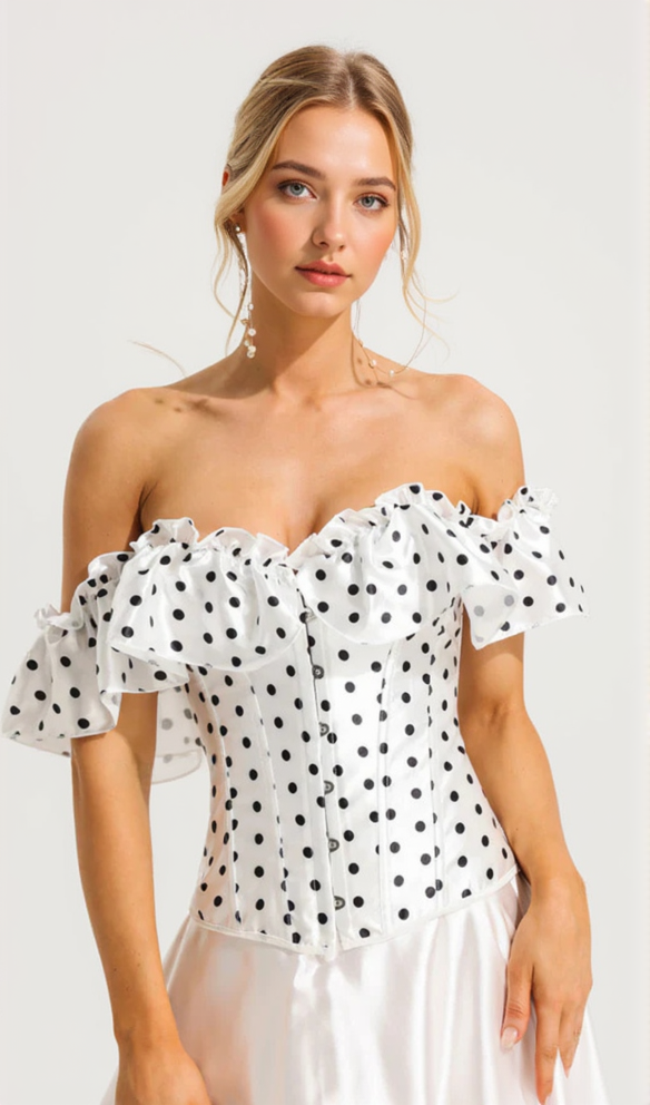 SUZANNE GRAUES POLKA DOT OFF-SHOULDER-KORSETT