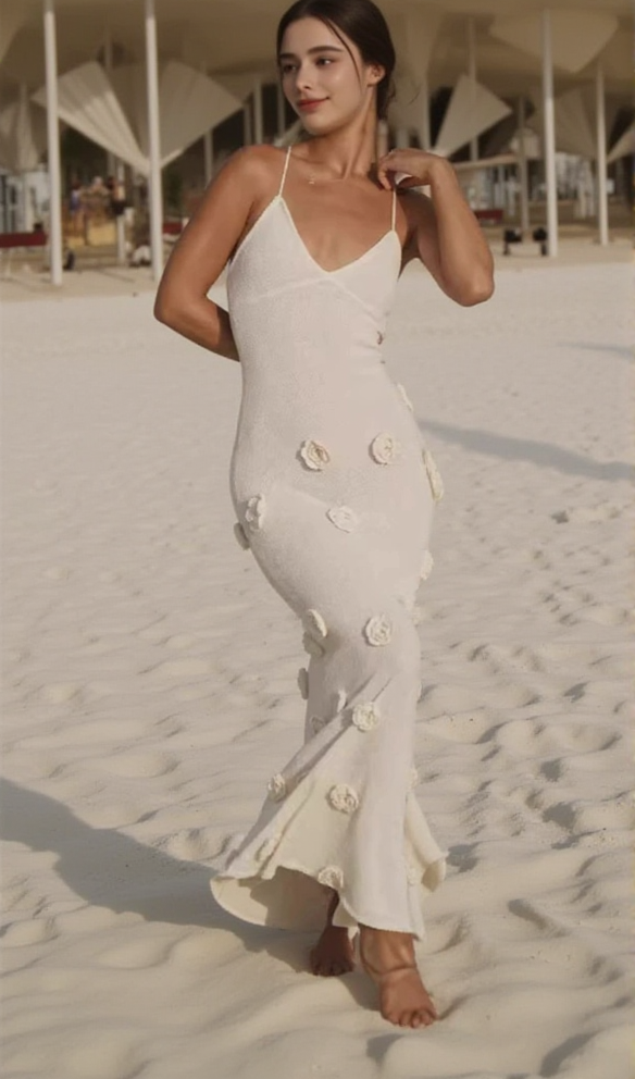 AIIZIE GIORGIO GRAY FLOWER KNITTED MAXI DRESS - product image