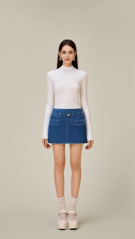CATHY TWEED MINI SKIRT IN BLUE