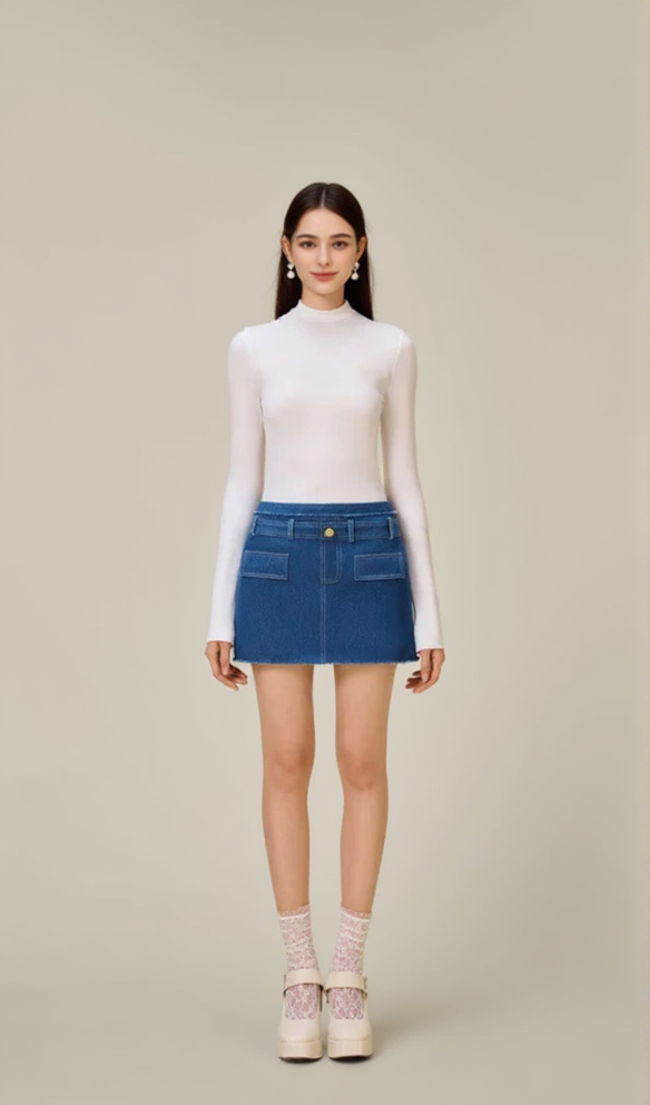 AIIZIE CATHY TWEED MINI SKIRT IN BLUE - product image