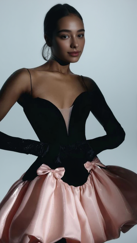 MINI ABITO BICOLORE CON FIOCCO VALERIE