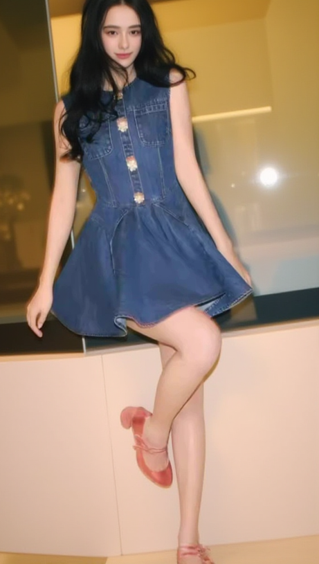 DENIM SKATER MINI DRESS