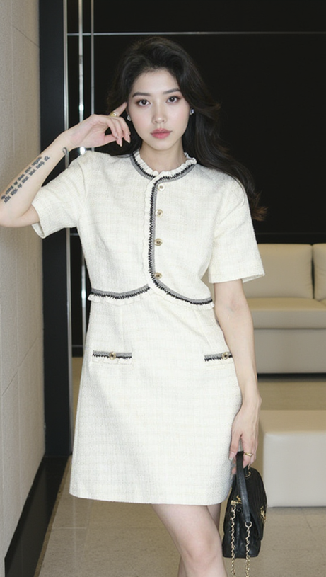 POLLY APRICOT MINIKLEID MIT RÜSCHENBESATZ UND KRAGEN