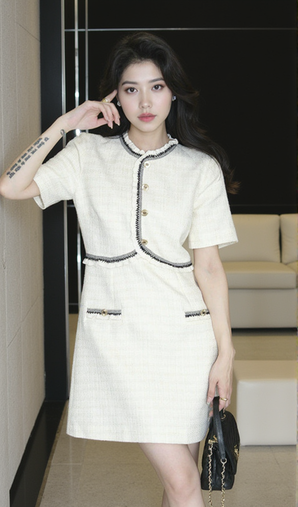 AIIZIE POLLY APRICOT RUFFLE TRIM COLLAR MINI DRESS - product image
